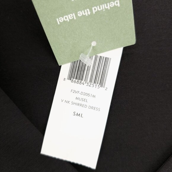 NWT EILEEN FISHER Viscose Jersey Musel Brown V-Neck Shirred Dress Size SMALL - Picture 5 of 8